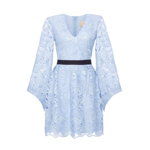 Blue lace dress with wide sleeves Valerie II by SWING