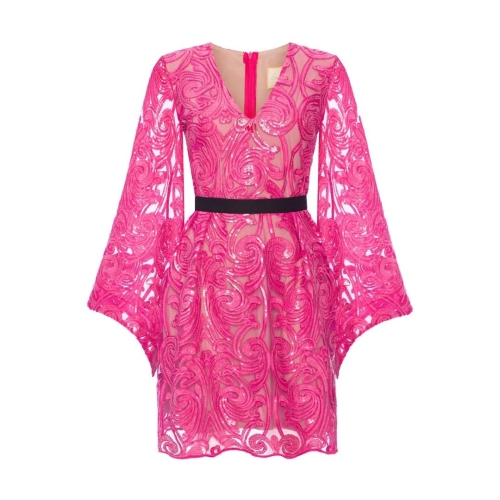 Amaranth lace dress with wide sleeves Valerie II by SWING