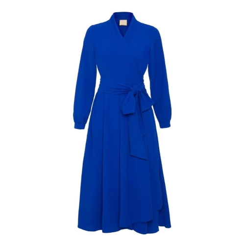 Cobalt lightly flared midi dress with envelope neckline VIOLA by SWING