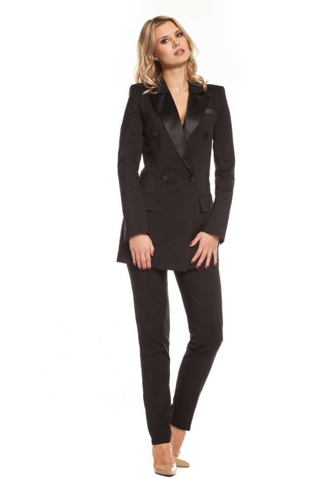 Czarne smokingowe spodnie z wysokim stanem Martini SWIN