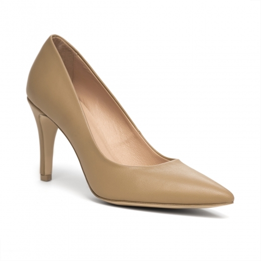 Cieliste szpilki na niższym obcasie