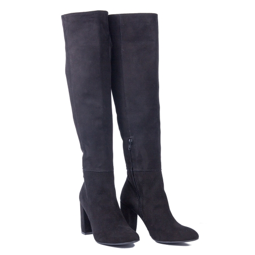 Black suede over-the-knee boots