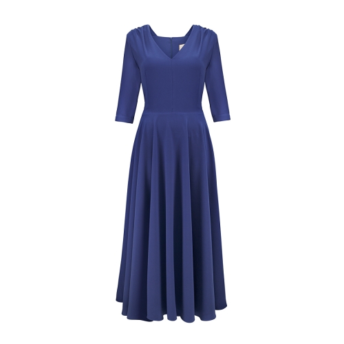 Cobalt dress with deep neckline Marilyn by Swing