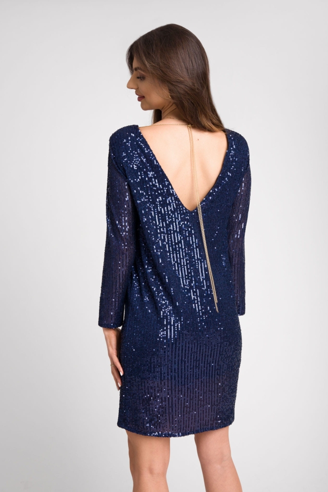 Granatowa cekinowa sukienka z wyciętymi plecami Samantha by Swing