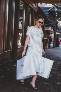 Stylish set with white and black stripes skirt + top Voyage by Swing