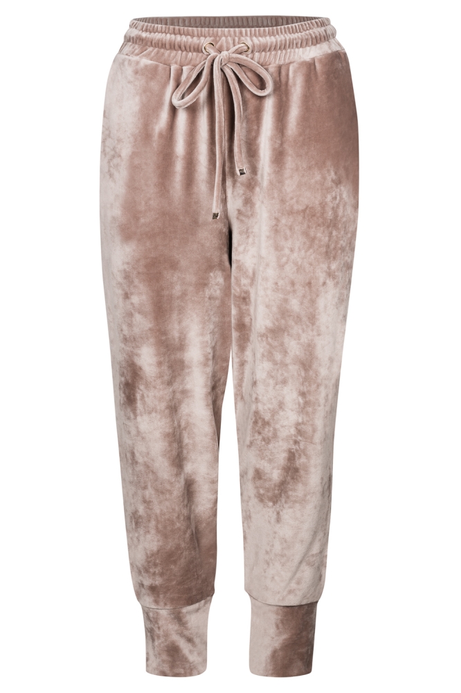 Welurowy komplet dresowy spodnie + bluza szampański beż