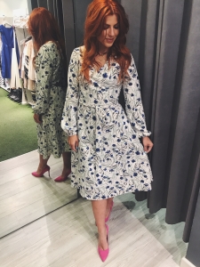 Floral print wrap midi dress Berry by Swing