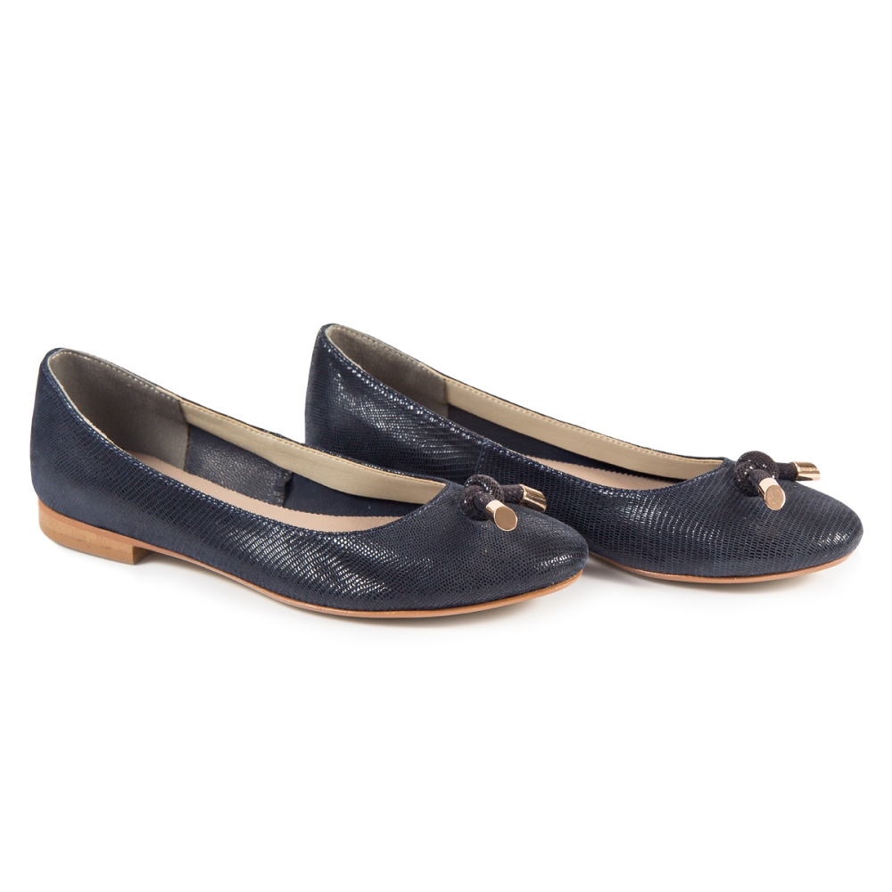 Granatowe skórzane baleriny z supełkiem Alexio Giorgio