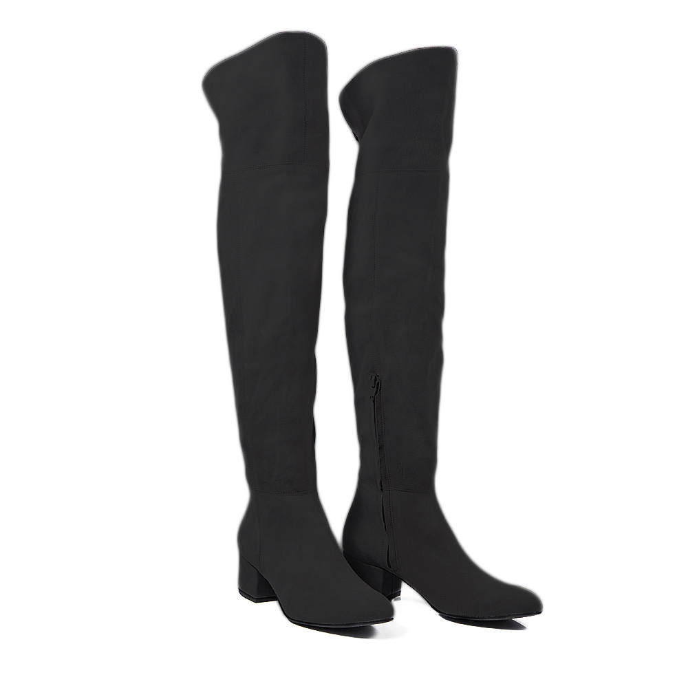 Czarne zamszowe kozaki z wysoką cholewką Gianmarko