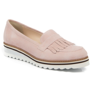 Powder pink suede moccasins on anchor by Alexio Giorgio