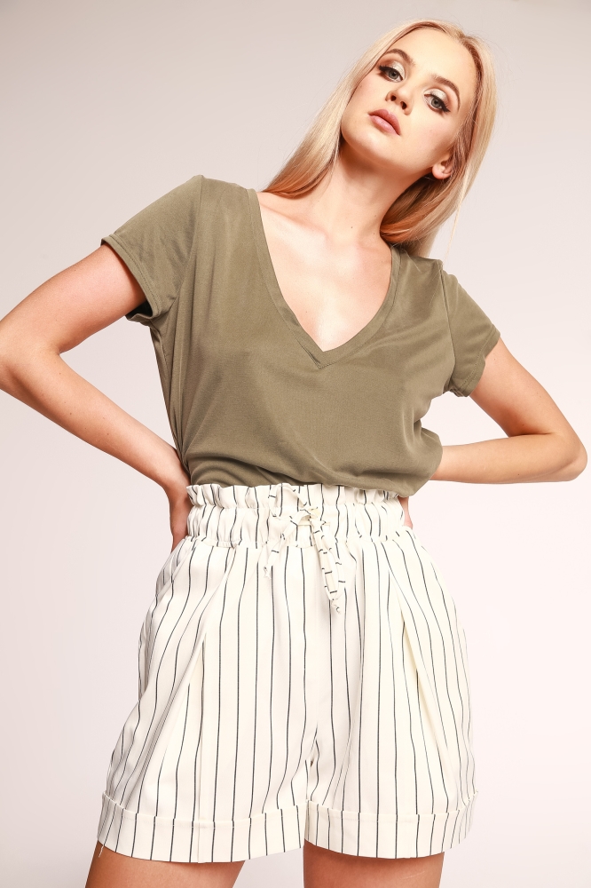 Spodenki w paski z wysokim stanem SAILOR Swing