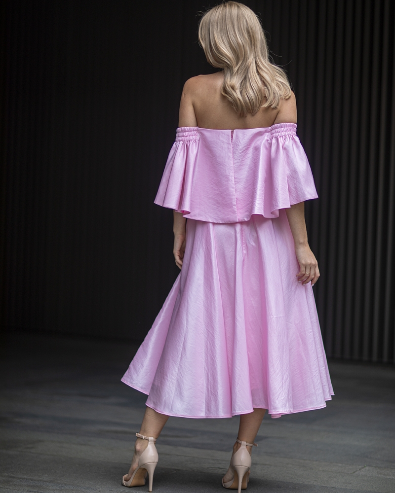 Różowa rozkloszowana sukienka na gorsecie Beatrice Swing