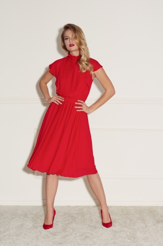 Red pleated dress Harmony by Swing