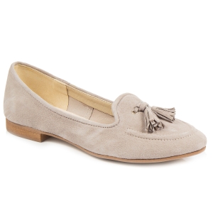 Beige suede moccasins with fringe by Alexio Giorgio