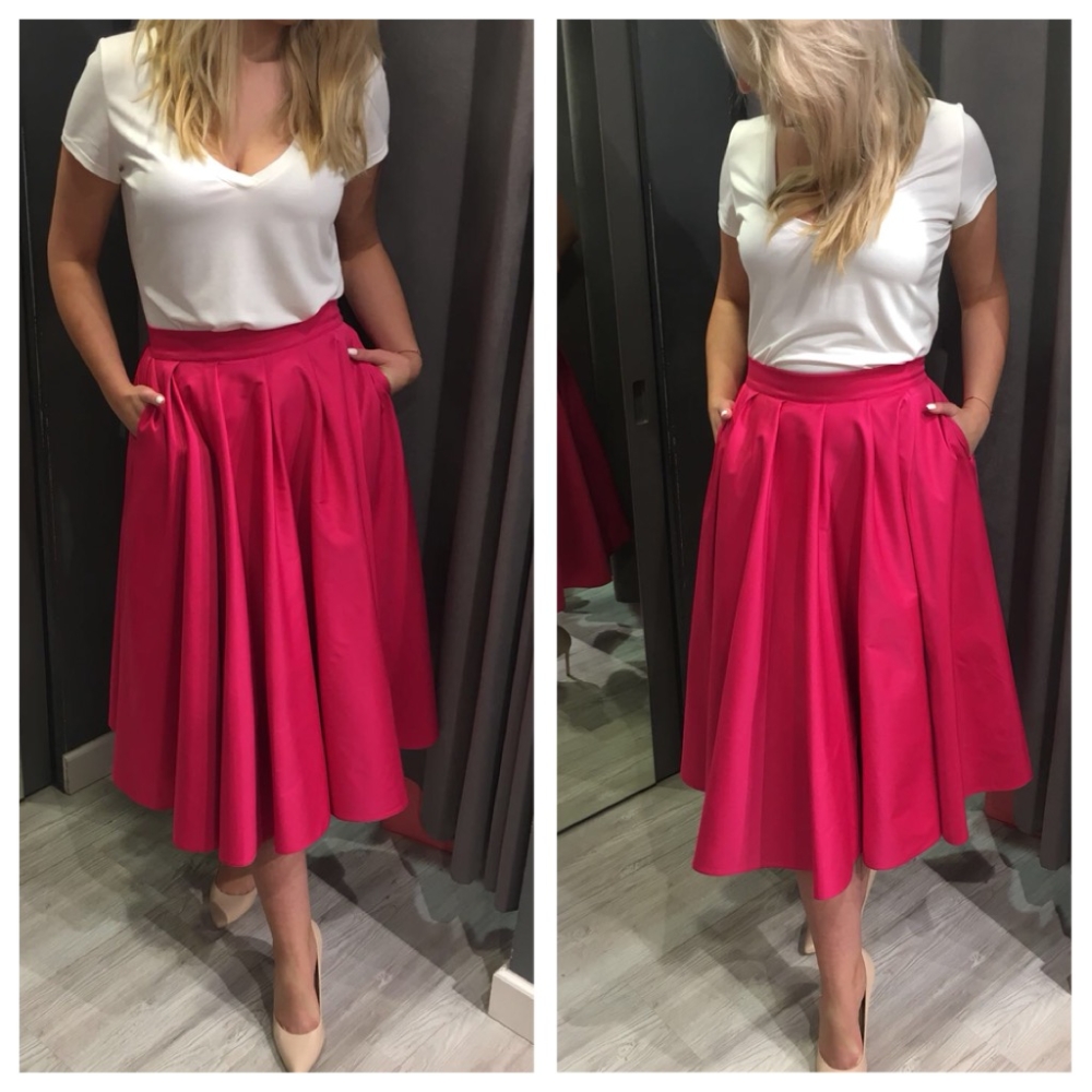 FUKSJOWA SPÓDNICA MIDI ZA KOLANO SWING