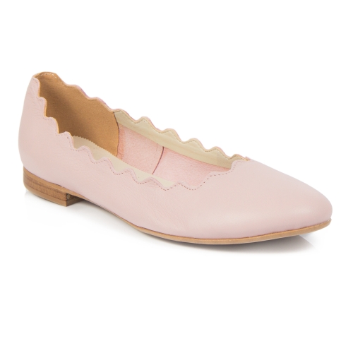 Powder pink ballet flats with ruffle by Alexio Giorgio