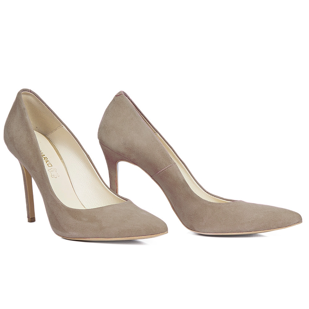 Beżowe zamszowe szpilki Gianmarko