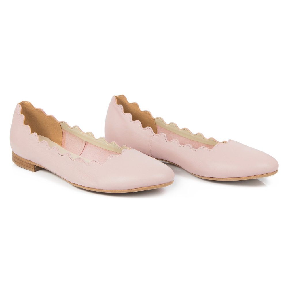 Pudrowo różowe baleriny z falką Alexio Giorgio