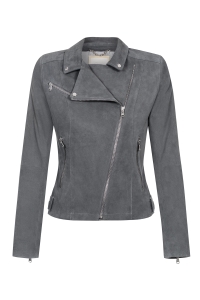 Grey suede leather biker jacket by Swing