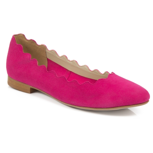 Fuchsia suede ballet flats with ruffle by Alexio Giorgio