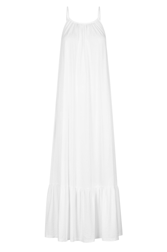 White skinny strap maxi dress