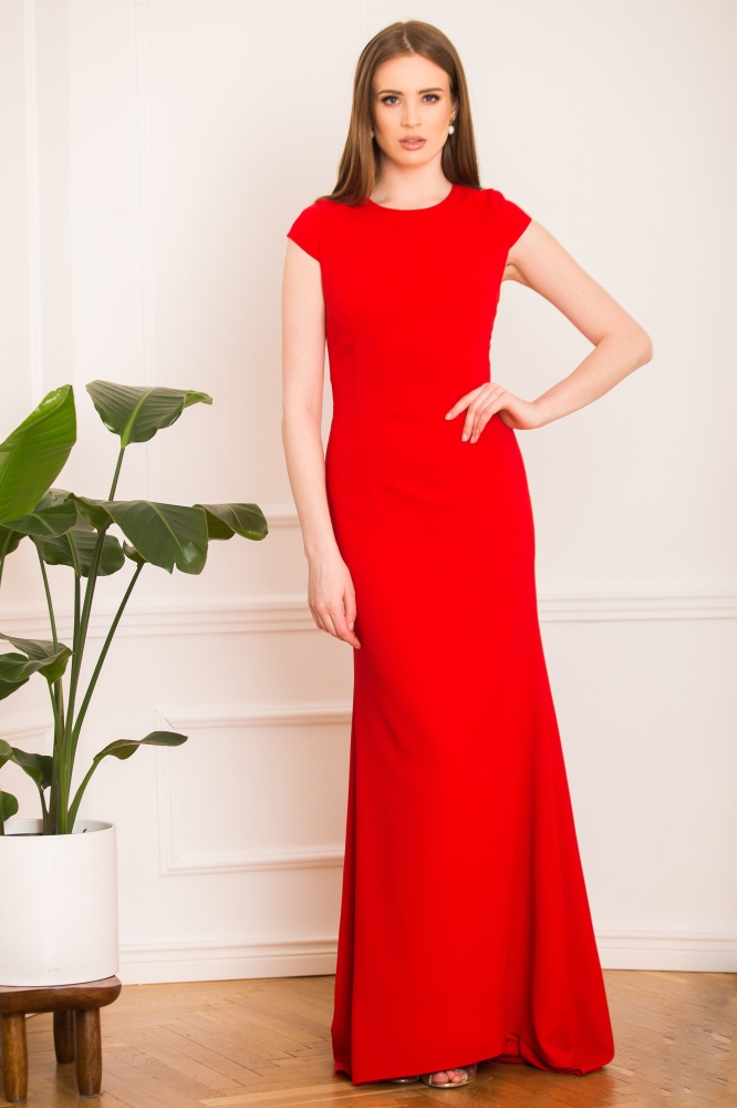 DŁUGA CZERWONA SUKIENKA RYBKA CAROLINA II SWING