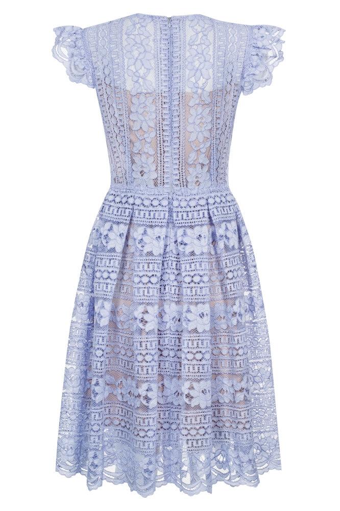 Błękitna koronkowa sukienka midi SOFIA Swing