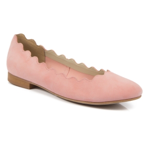 Powder pink suede ballet flats with ruffle by Alexio Giorgio