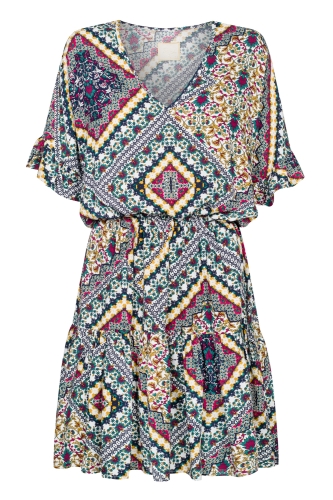 Viscose dress in Aztec pattern with elastic waistband Hanah by Swing