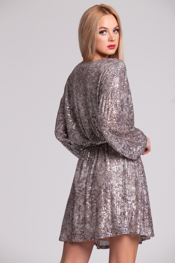 Cekinowa sukienka z głębokim dekoltem o kimonowym kroju Vivienne