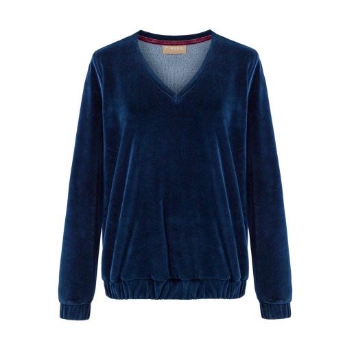 Navy blue velour blouse Velvet Preska