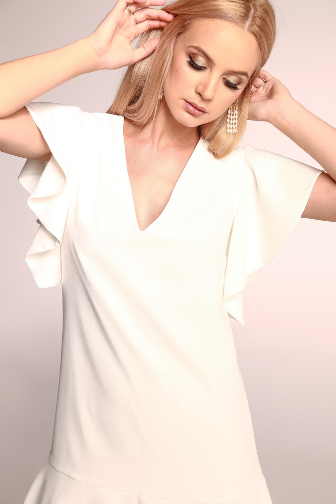 Biała sukienka koktajlowa MEGAN SWING