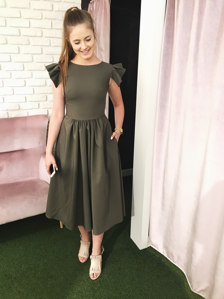 Sukienka midi Butterfly khaki SWING