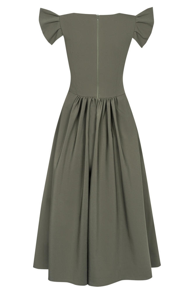 Sukienka midi Butterfly khaki SWING 